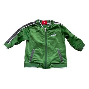 Puma Full Zip Track Jacket kids 3-6 mo green Sporty Bomber Graphic coat
